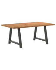 Table à manger marron clair bois de chêne massif rectangulaire | Mobilier & Déco