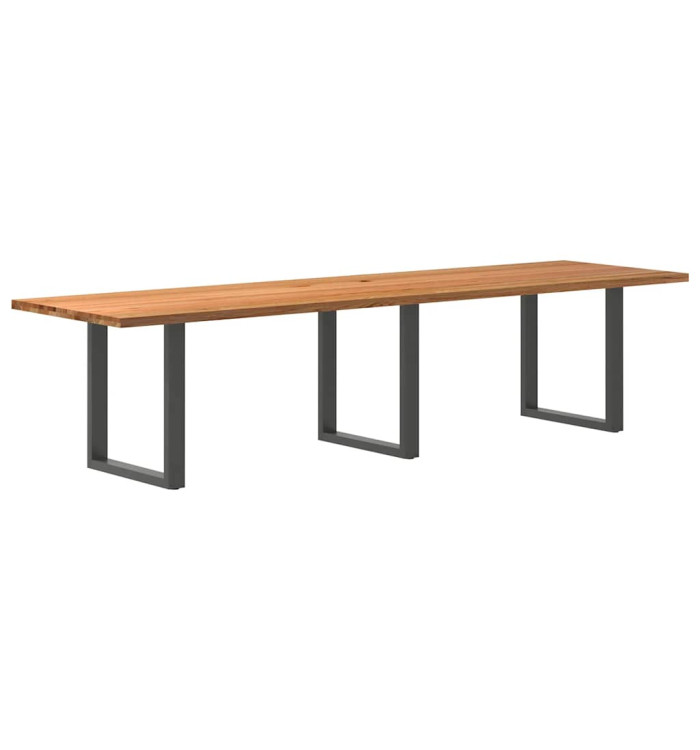 Table à manger marron clair bois de chêne massif rectangulaire | Mobilier & Déco