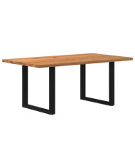 Table à manger marron clair bois de chêne massif rectangulaire | Mobilier & Déco