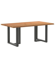 Table à manger marron clair bois de chêne massif rectangulaire | Mobilier & Déco