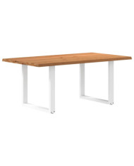 Table à manger marron clair bois de chêne massif rectangulaire | Mobilier & Déco