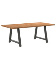 Table à manger bord naturel bois massif chêne rectangulaire | Mobilier & Déco