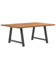 Table à manger marron clair bois de chêne massif rectangulaire | Mobilier & Déco