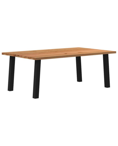 Table à manger marron clair bois de chêne massif rectangulaire | Mobilier & Déco