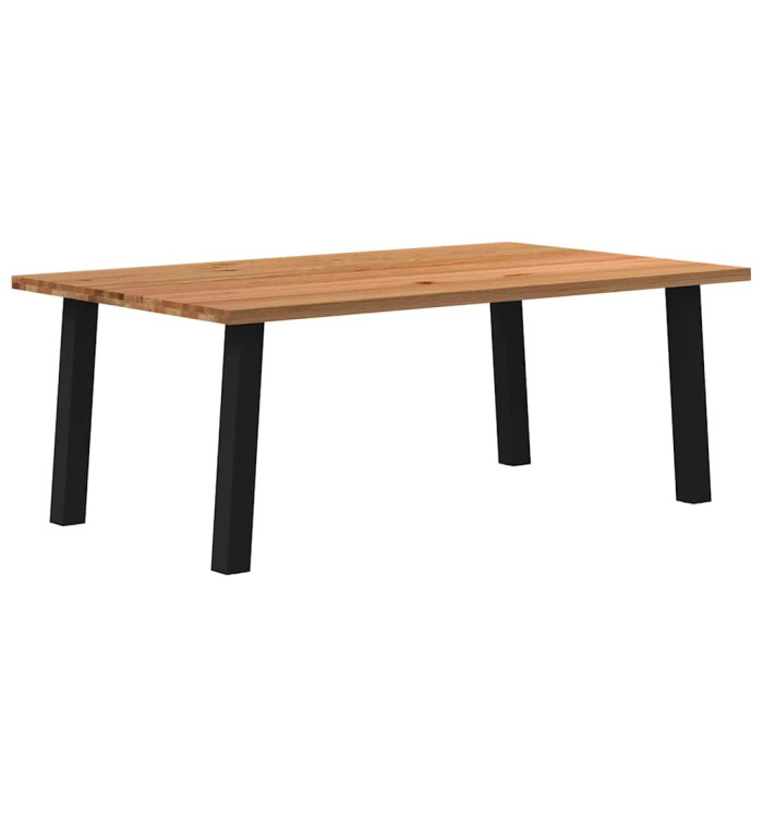 Table à manger marron clair bois de chêne massif rectangulaire | Mobilier & Déco
