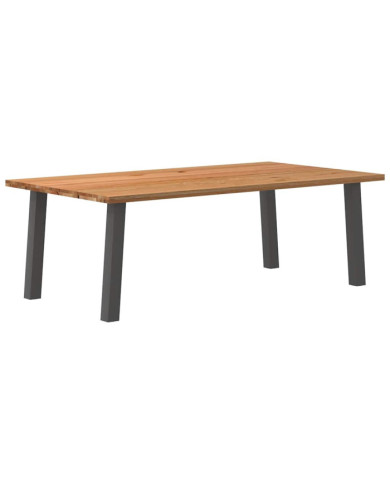 Table à manger marron clair bois de chêne massif rectangulaire | Mobilier & Déco