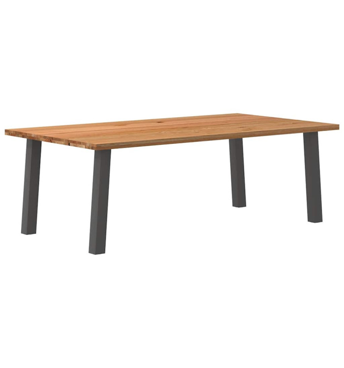 Table à manger marron clair bois de chêne massif rectangulaire | Mobilier & Déco