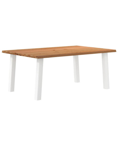 Table à manger marron clair bois de chêne massif rectangulaire | Mobilier & Déco
