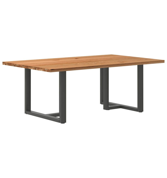 Table à manger marron clair bois de chêne massif rectangulaire | Mobilier & Déco