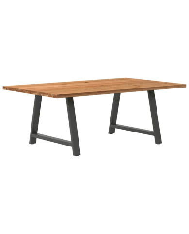 Table à manger marron clair bois de chêne massif rectangulaire | Mobilier & Déco