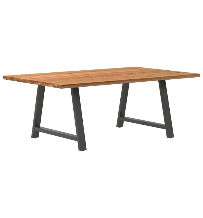 Table à manger marron clair bois de chêne massif rectangulaire | Mobilier & Déco