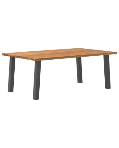 Table à manger marron clair bois de chêne massif rectangulaire | Mobilier & Déco
