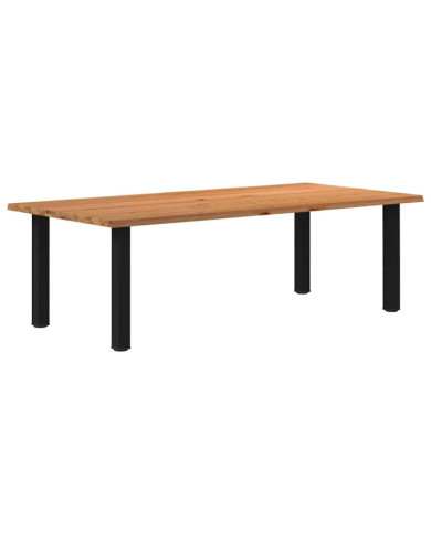 Table à manger marron clair bois de chêne massif rectangulaire | Mobilier & Déco