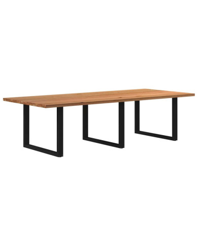 Table à manger marron clair bois de chêne massif rectangulaire | Mobilier & Déco