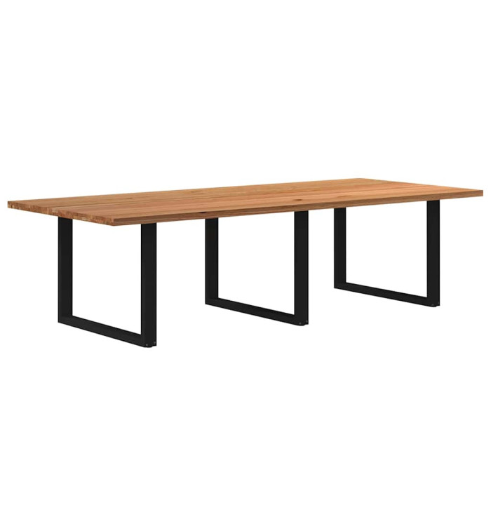 Table à manger marron clair bois de chêne massif rectangulaire | Mobilier & Déco