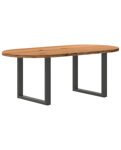 Table à manger marron clair bois de chêne massif ovale | Mobilier & Déco