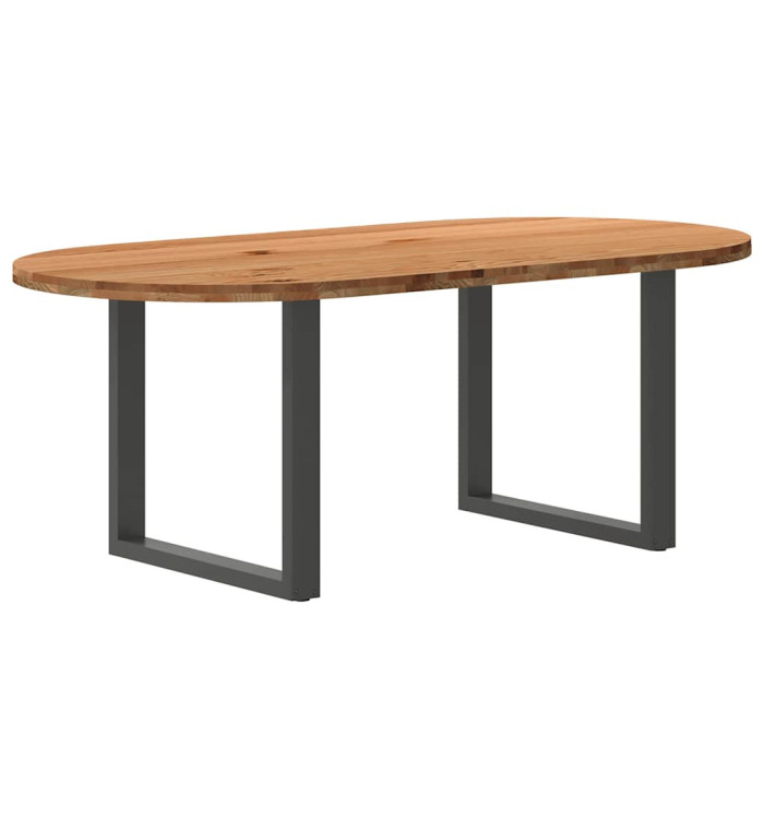 Table à manger marron clair bois de chêne massif ovale | Mobilier & Déco