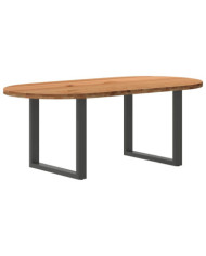 Table à manger marron clair bois de chêne massif ovale | Mobilier & Déco