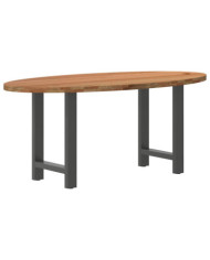 Table à manger marron clair bois de chêne massif ovale | Mobilier & Déco