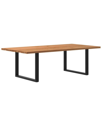 Table à manger marron clair bois de chêne massif rectangulaire | Mobilier & Déco