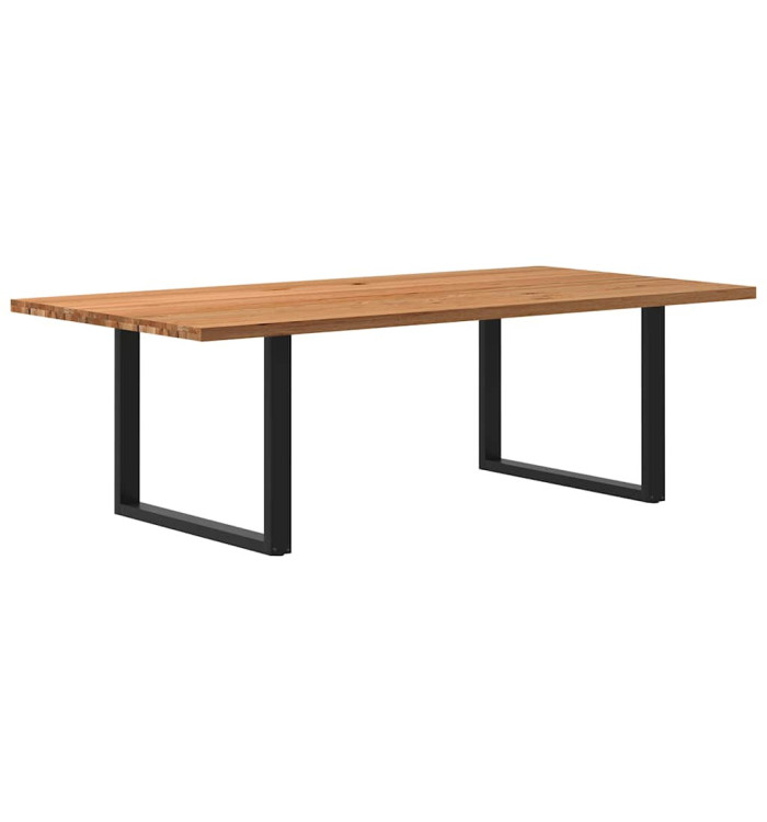 Table à manger marron clair bois de chêne massif rectangulaire | Mobilier & Déco