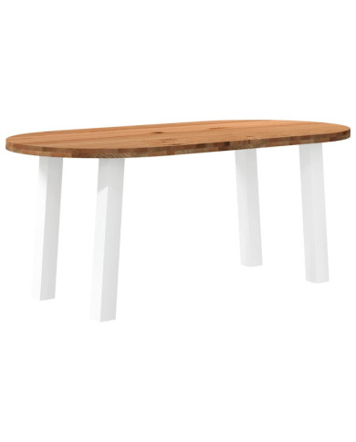 Table à manger marron clair bois de chêne massif ovale | Mobilier & Déco
