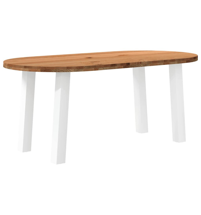 Table à manger marron clair bois de chêne massif ovale | Mobilier & Déco