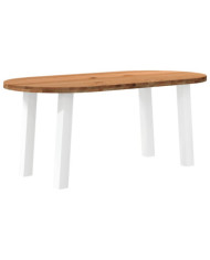 Table à manger marron clair bois de chêne massif ovale | Mobilier & Déco