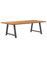Table à manger marron clair bois de chêne massif rectangulaire | Mobilier & Déco