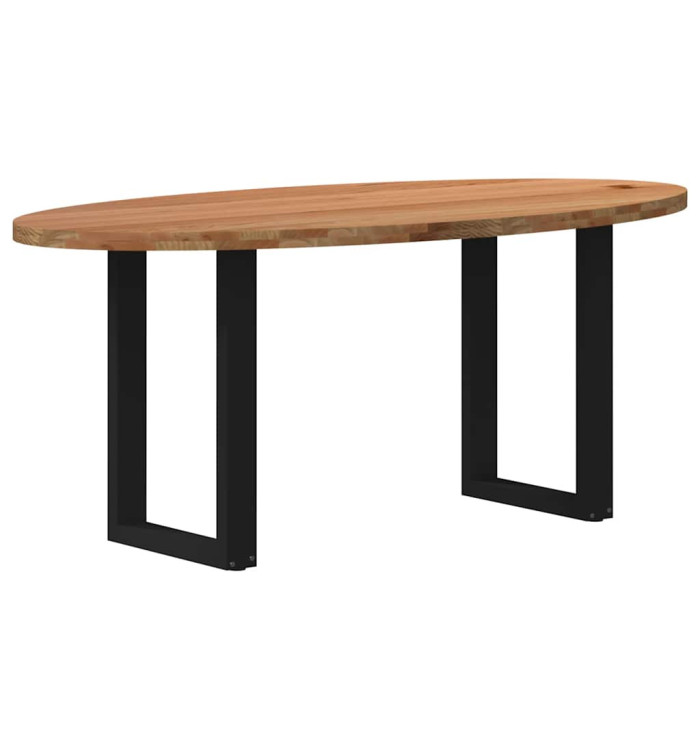 Table à manger marron clair bois de chêne massif ovale | Mobilier & Déco
