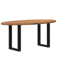 Table à manger marron clair bois de chêne massif ovale | Mobilier & Déco
