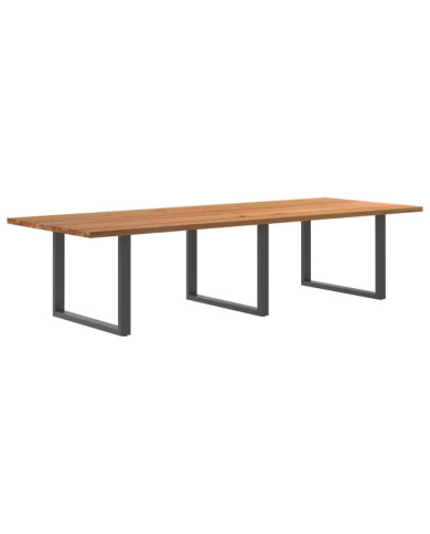 Table à manger marron clair bois de chêne massif rectangulaire | Mobilier & Déco