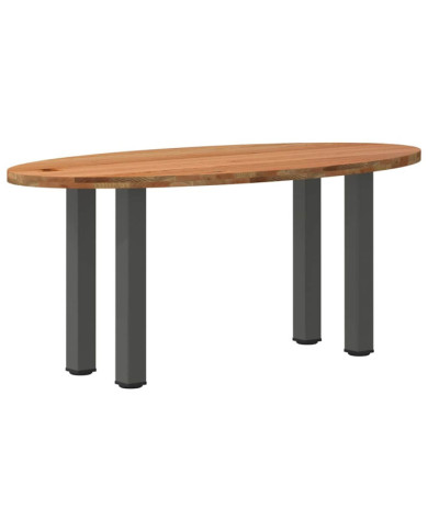 Table à manger marron clair bois de chêne massif ovale | Mobilier & Déco