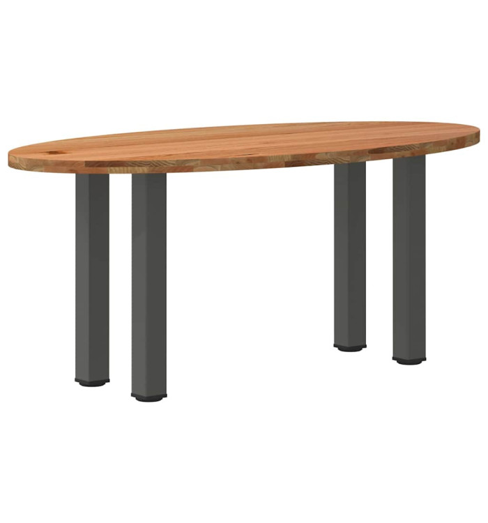Table à manger marron clair bois de chêne massif ovale | Mobilier & Déco