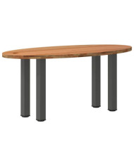 Table à manger marron clair bois de chêne massif ovale | Mobilier & Déco
