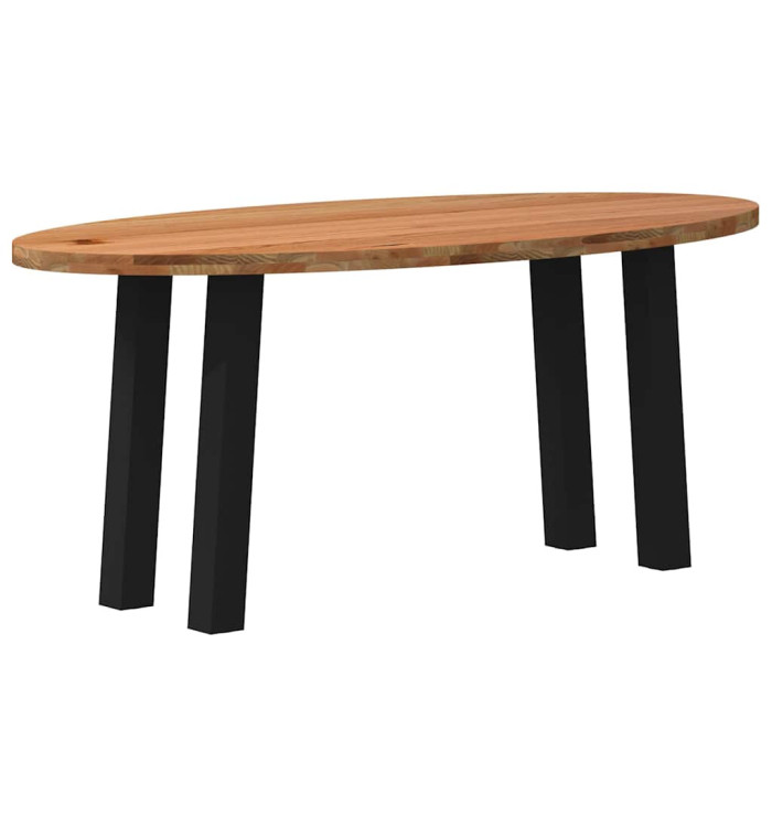 Table à manger marron clair bois de chêne massif ovale | Mobilier & Déco