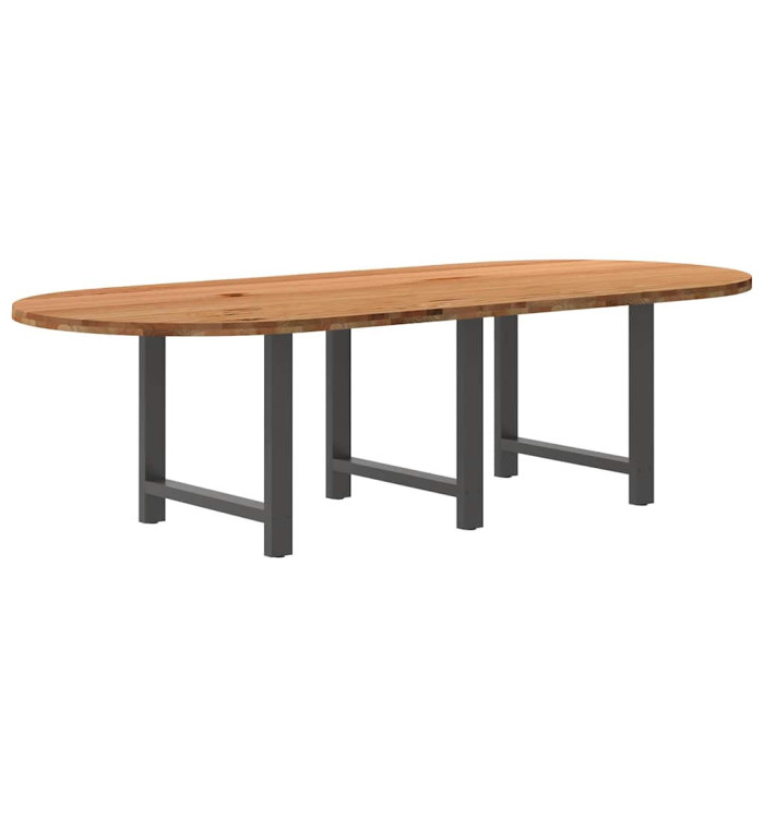Table à manger marron clair bois de chêne massif ovale | Mobilier & Déco