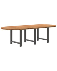 Table à manger marron clair bois de chêne massif ovale | Mobilier & Déco
