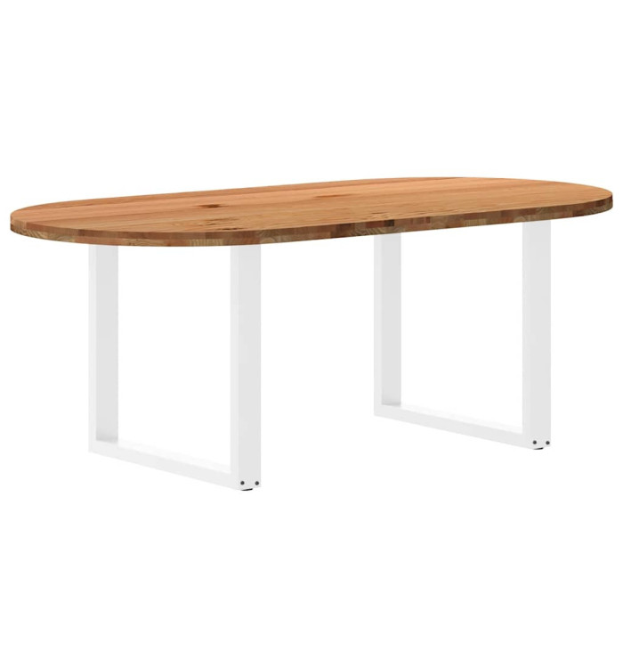 Table à manger marron clair bois de chêne massif ovale | Mobilier & Déco