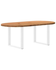 Table à manger marron clair bois de chêne massif ovale | Mobilier & Déco