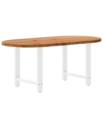 Table à manger marron clair bois de chêne massif ovale | Mobilier & Déco