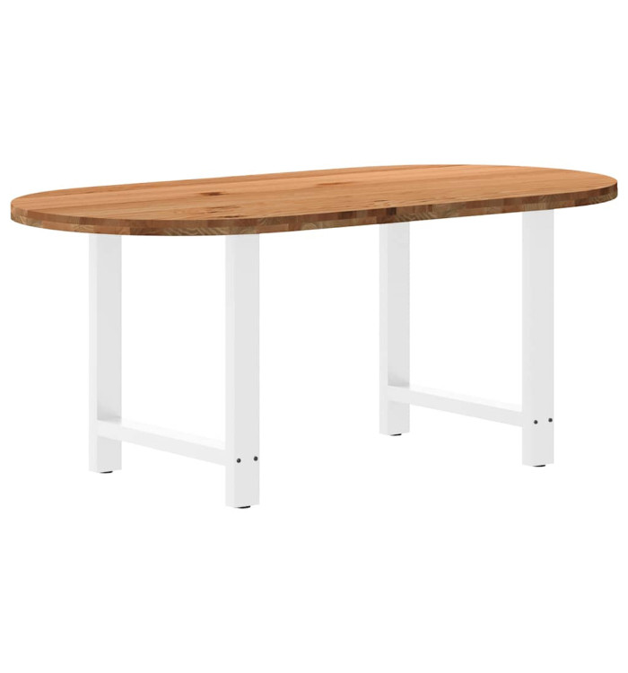 Table à manger marron clair bois de chêne massif ovale | Mobilier & Déco