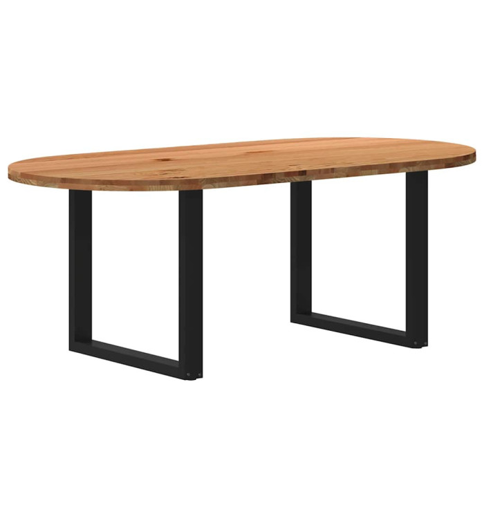 Table à manger marron clair bois de chêne massif ovale | Mobilier & Déco