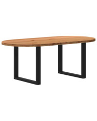 Table à manger marron clair bois de chêne massif ovale | Mobilier & Déco