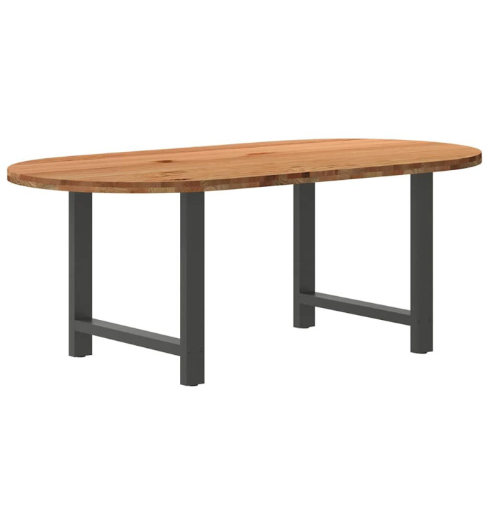 Table à manger marron clair bois de chêne massif ovale | Mobilier & Déco