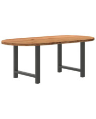 Table à manger marron clair bois de chêne massif ovale | Mobilier & Déco