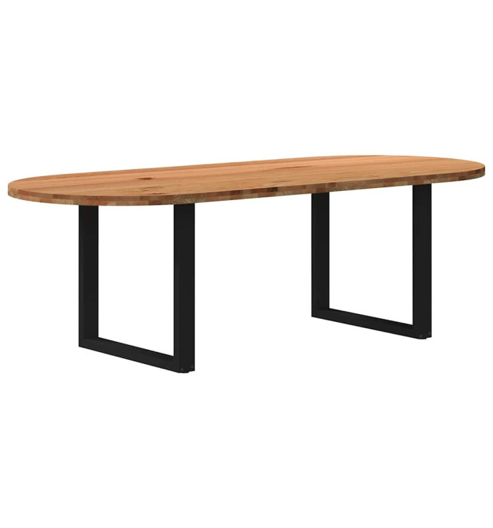 Table à manger marron clair bois de chêne massif ovale | Mobilier & Déco