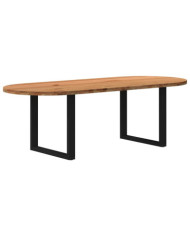 Table à manger marron clair bois de chêne massif ovale | Mobilier & Déco