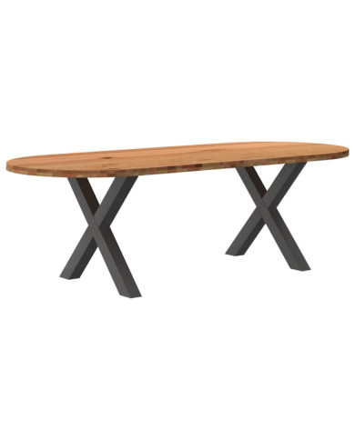 Table à manger marron clair bois de chêne massif ovale | Mobilier & Déco