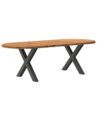 Table à manger marron clair bois de chêne massif ovale | Mobilier & Déco